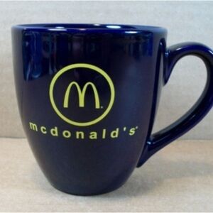 Vintage McDonald's Ceramic Coffee Mug ~ Cobalt Blue ~ 4" Tall
